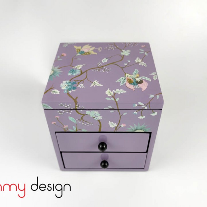 3-tier mini square cabinet with peach blossom 18*H19